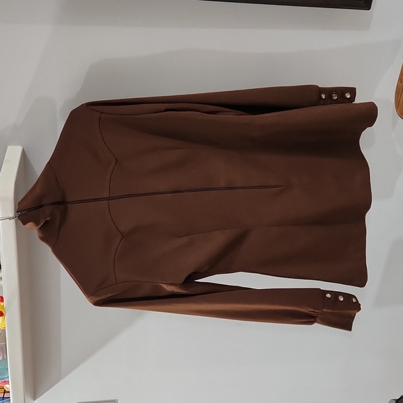 Vintage turtleneck blouse from Western Heritage, brown, size 12. - Picture 2 of 6